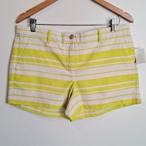 Gap Shorts Size 8 Ivory Neon Yellow Stripe